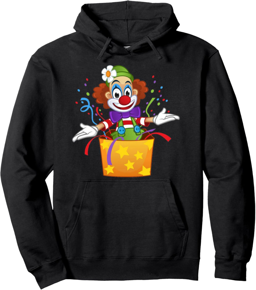 Lustiges Karneval Clown in Kiste Kostüm Faschings Pullover Hoodie
