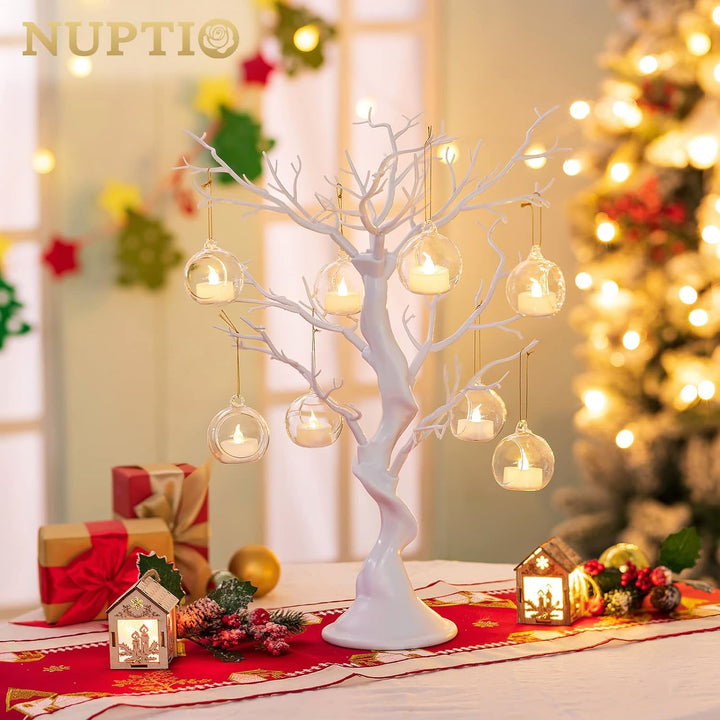 Nuptio Künstlicher Weihnachtsbaum Dekorative Bäume Weisser Zweigbaum 58cm Hoch Halloween Dekoratione