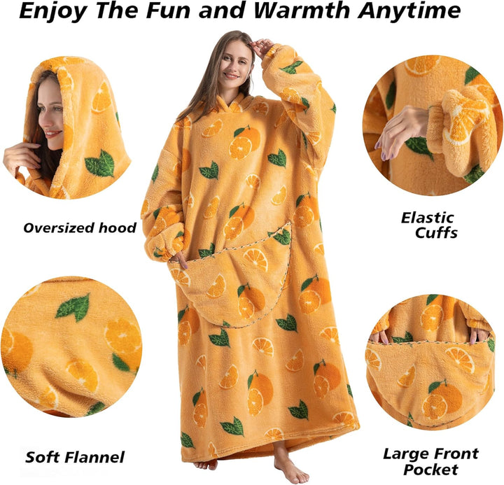 Lange Hoodie Decke mit Ärmeln für Damen & Erwachsene - Kuscheldecke mit Ärmeln - Weiche & Warme Deck