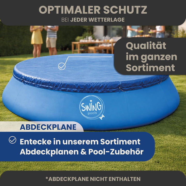 HAF® Swing Quick Up Pool in grau mit den Massen 366 x 91 cm | ca. 6.700 Liter Wasserkapazität | Selb