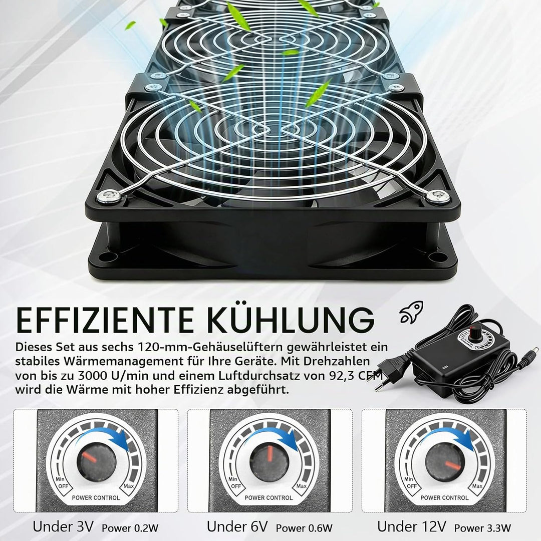 Lüfter, 120mm Gehäuselüfter 230V mit Drehzahlregler und Netzstecker Gehäuse Lüfter 3000 U/min Kühler