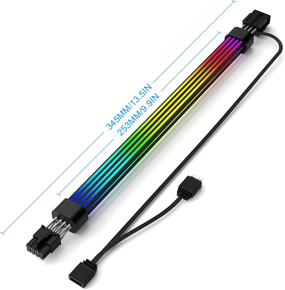 Sirlyr 8 Pin PCIE Cable,8 (6+2) Pin RGB PSU Cables Extension - Addressable 5V3Pin ARGB Decor Glass S