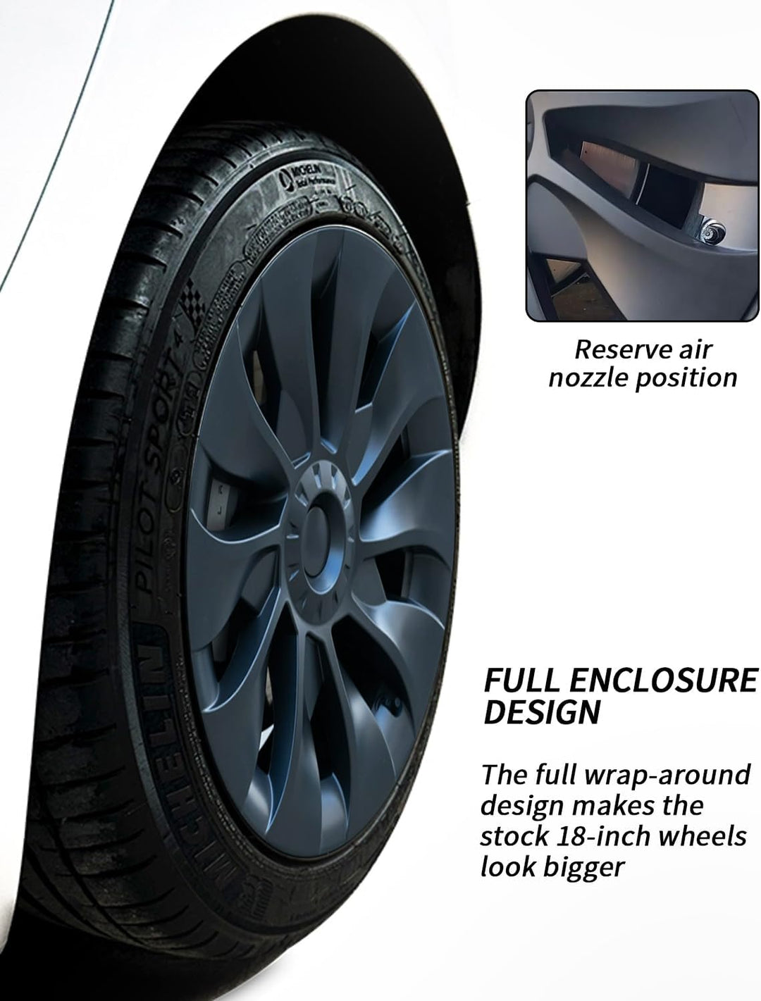 Radkappen 18 Zoll Tesla Model 3, 4 Ersatzteile Kompatibel Mit Tesla Model 3 (18in Model 3- Style 2),