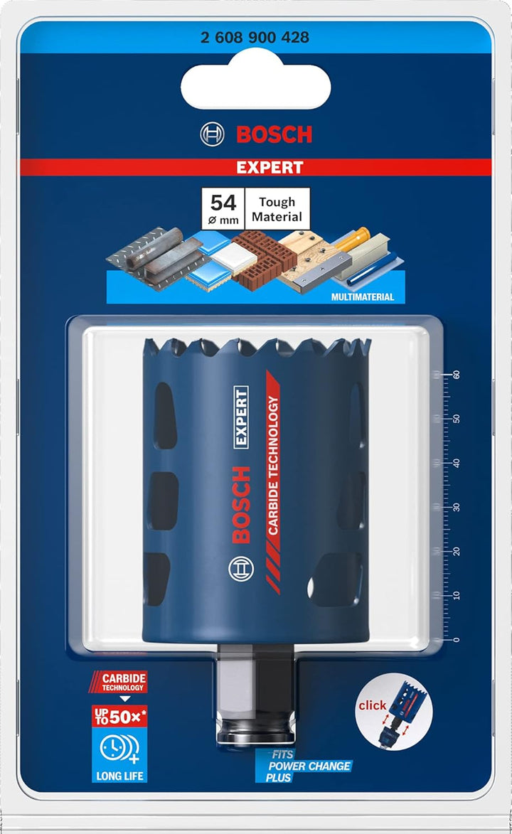 Bosch Professional 1x Expert Tough Material Lochsäge (für Holz mit Metall, Ø 54 mm, Zubehör Schlagbo