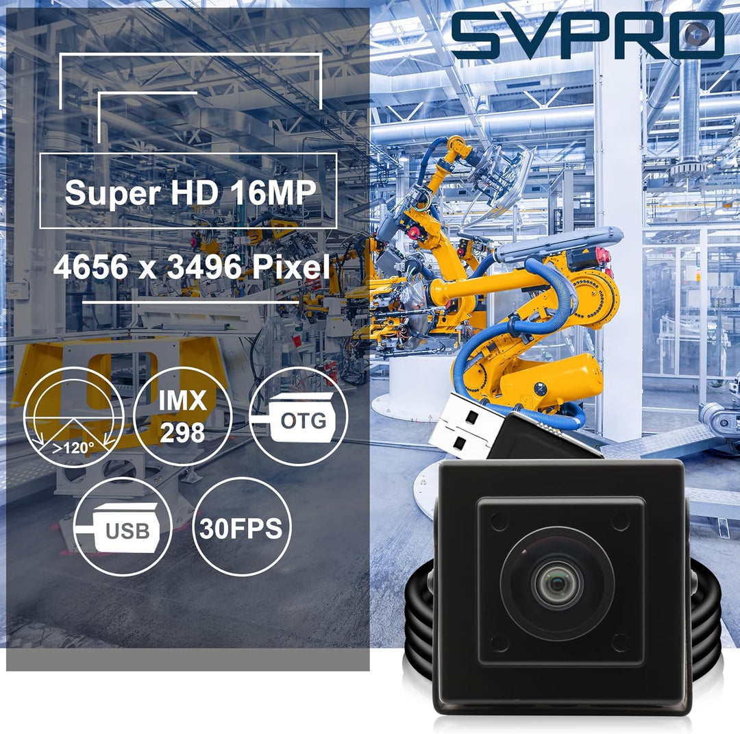 Svpro 16MP USB Kamera Weitwinkel 120 Grad verzerrungsfreie Webcam für Computer Laptop, Embedded Vide