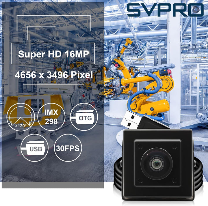 Svpro 16MP USB Kamera Weitwinkel 120 Grad verzerrungsfreie Webcam für Computer Laptop, Embedded Vide