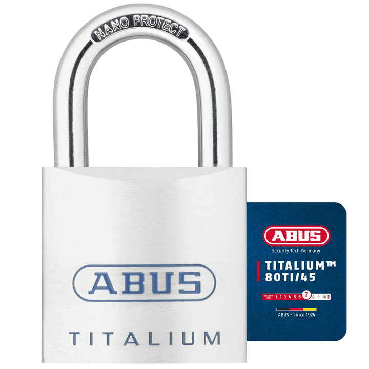 ABUS Titalium Vorhängeschloss 80TI/45 - Kellerschloss mit leichtem, massiven Schlosskörper aus Spezi