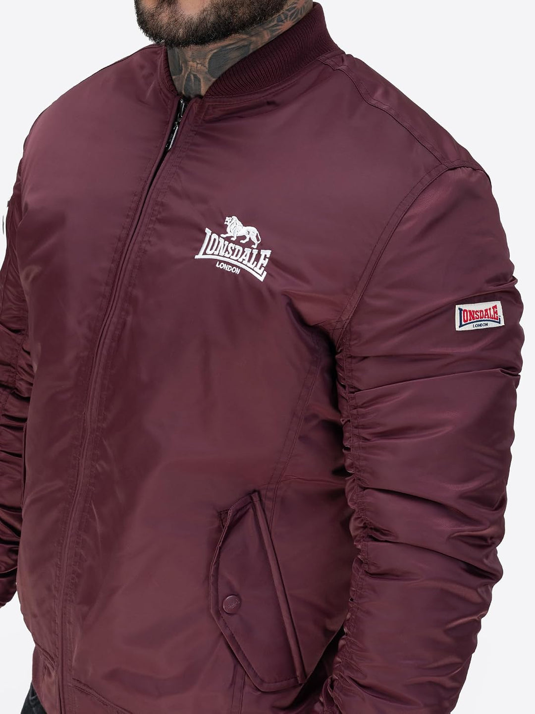 Lonsdale Herren Jacke schmale Passform TERN HILL Oxblood/White S, Oxblood/White S