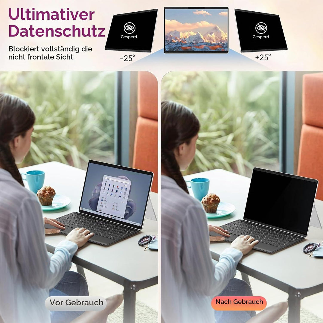 Magnetischer Blickschutzfilter für 13 Zoll Microsoft Surface Pro 11/10/9/8/X, Abnehmbar Anti Glare B