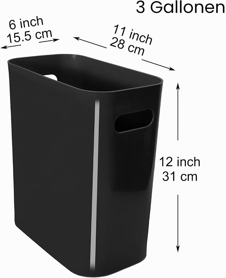 Youngever 2er Pack Schmaler Mülleimer, 10L Kunststoff Müllbehälter, Mülleimer mit Griffen für Heimbü