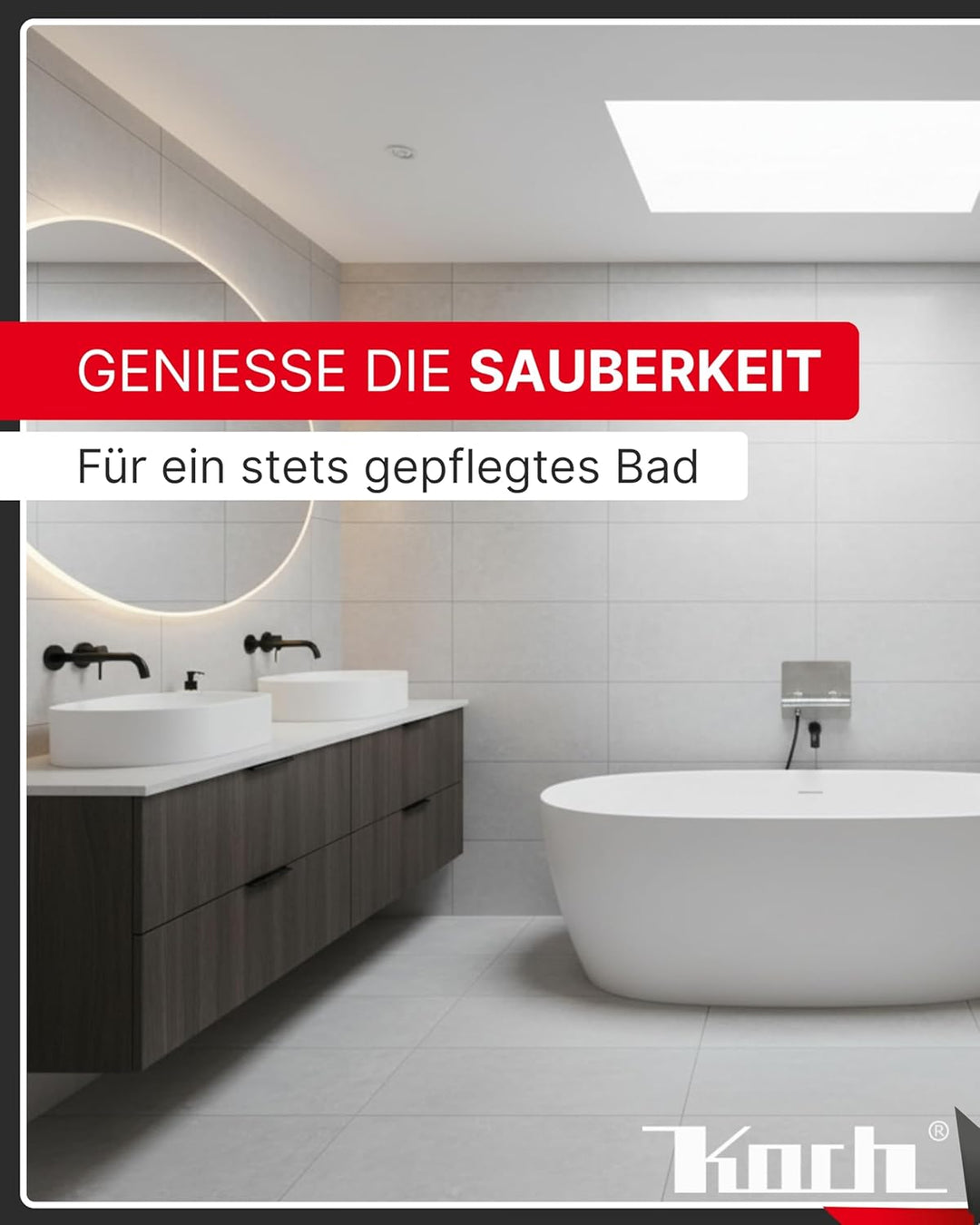 Koch #80 Hygienische Wandabdeckung Platte 30 x 20 cm für Armatur Dusche + Bad - antibakteriell, säur