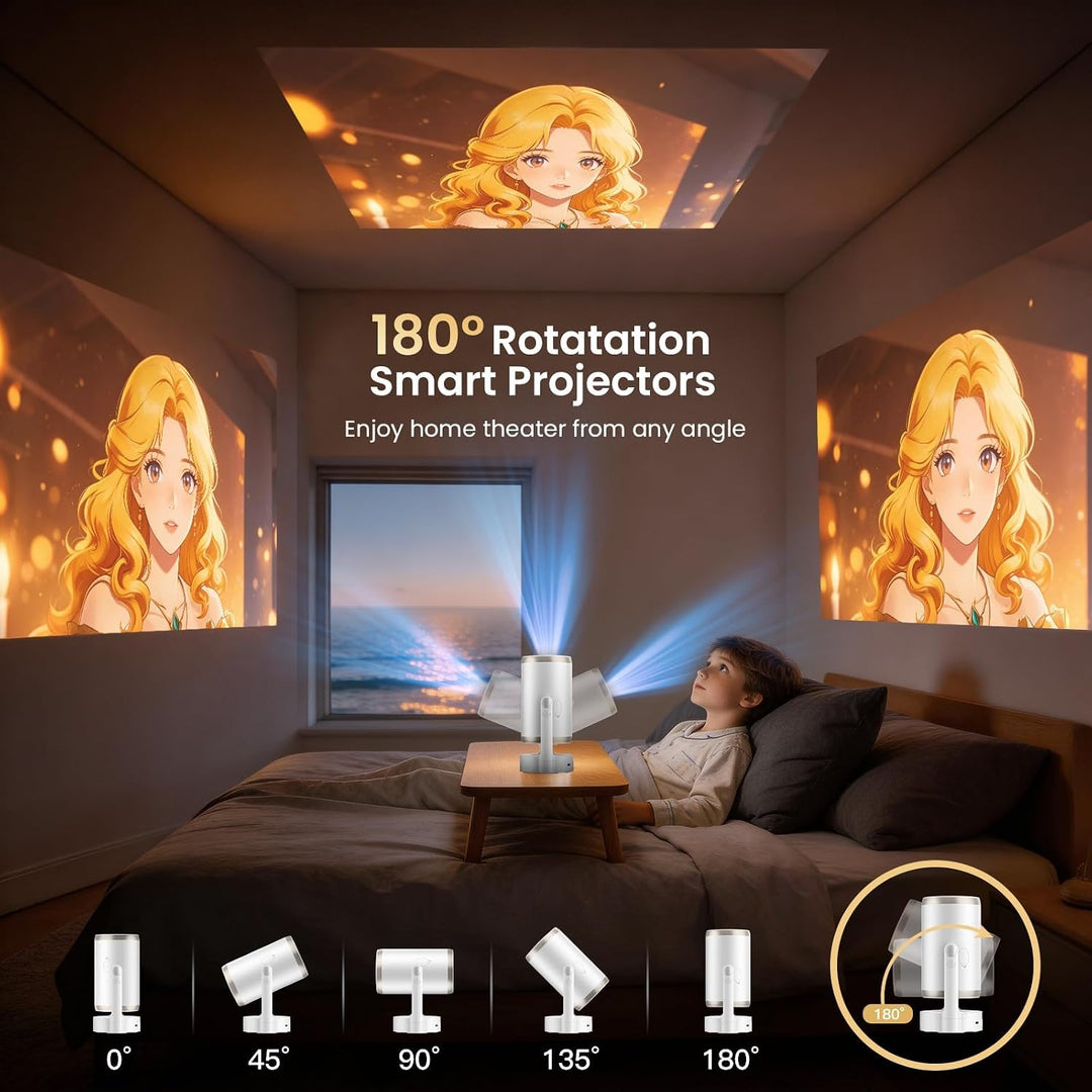 Mini Beamer 4K 1080P Full HD, 200ANSI Projektor, Auto Fokus &amp; Auto Keystone | 22.000 Lumen, WLAN 6 &amp;