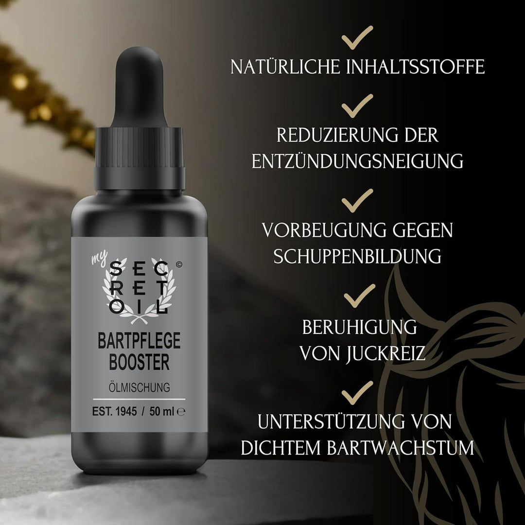 Bartpflegebooster 50 ml – Tiefenwirksame Ölmischung für Deine individuelle Bartpflege – Bartöl für G