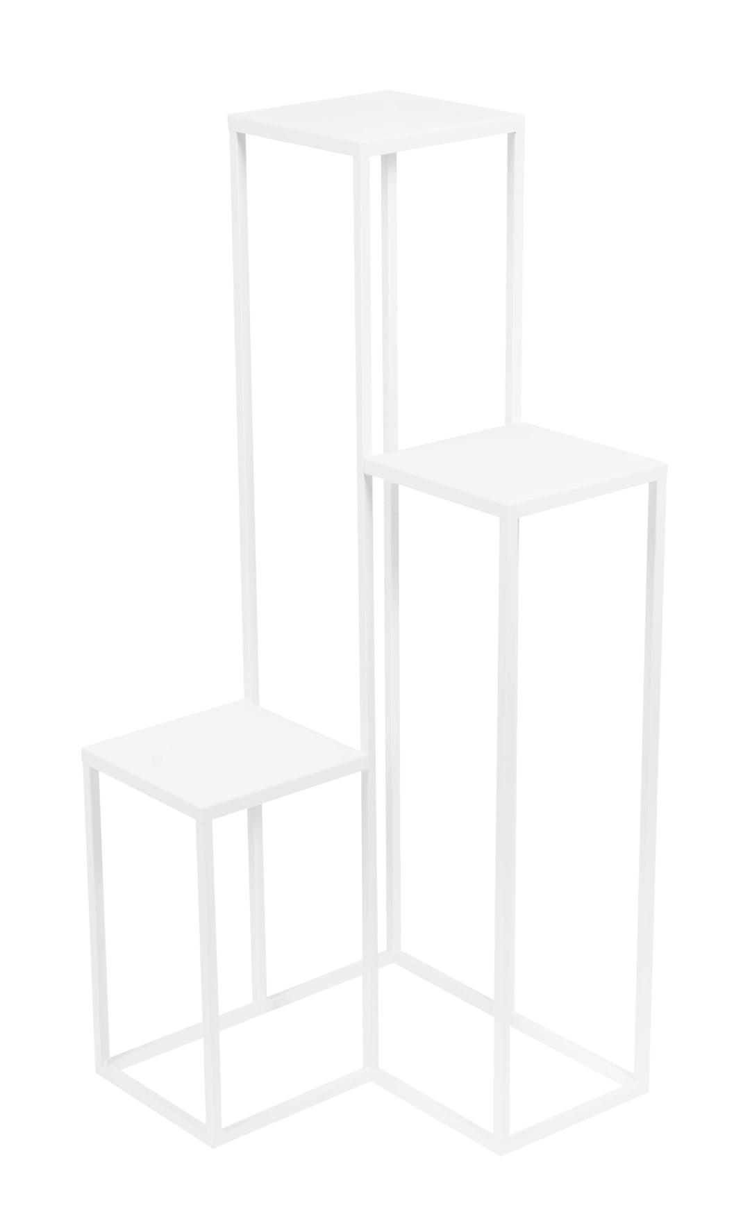 Pflanzenständer Elle Metall - 3 Etagen - 40x40x95cm - Farbe Weiss - für Zimmerblumen - Metallregal -