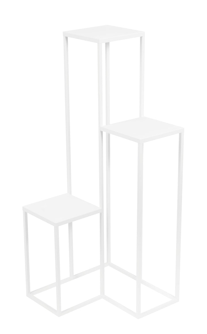 Pflanzenständer Elle Metall - 3 Etagen - 40x40x95cm - Farbe Weiss - für Zimmerblumen - Metallregal -
