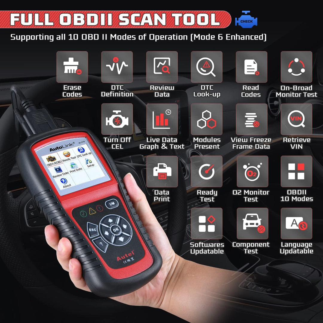 Autel AutoLink AL519 OBD2 Diagnosegerät, Gleich wie ML519, OBD2/ EOBD/CAN Auto Scanner Fahrzeug Moto