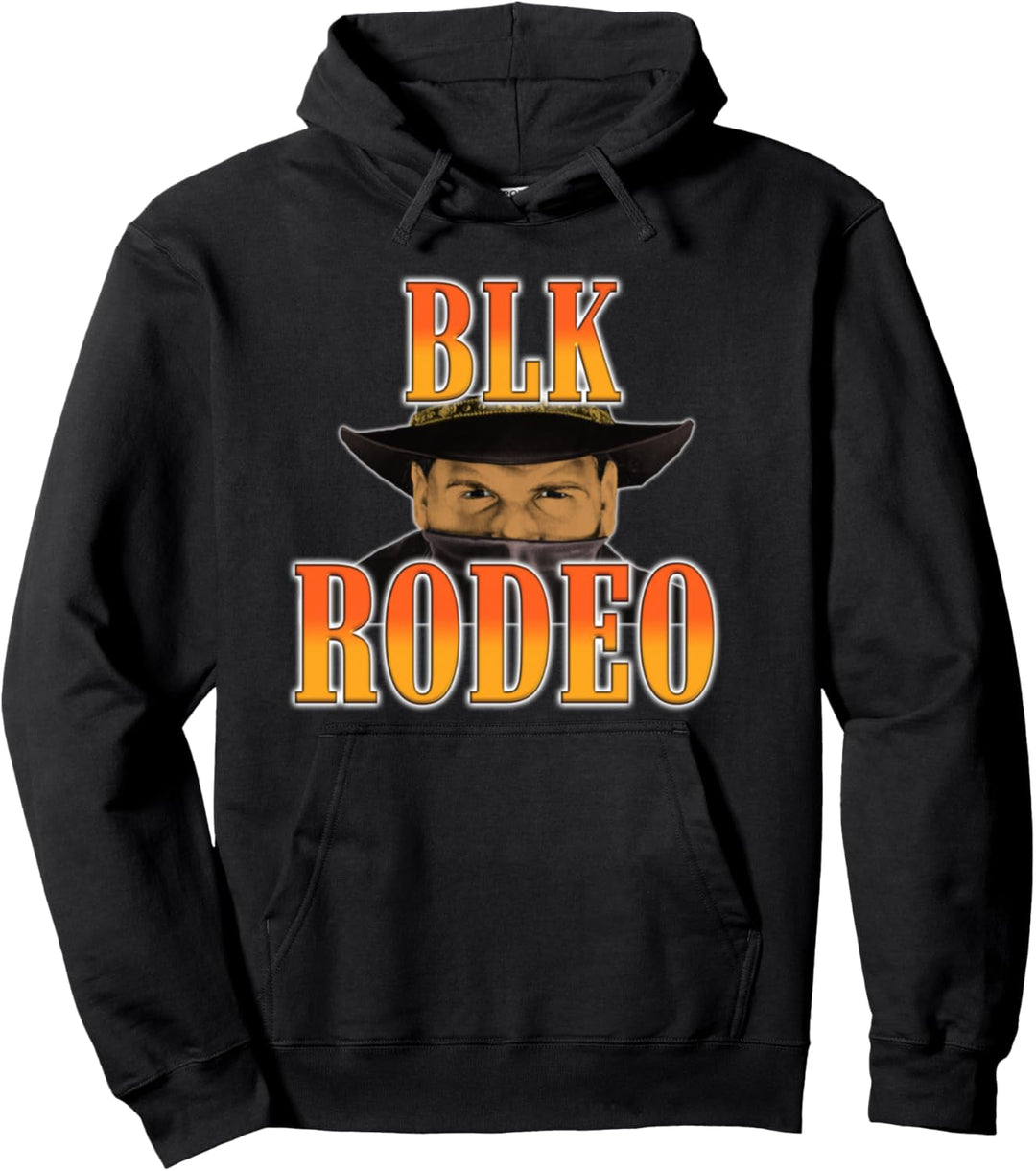 Blk Rodeo Western Tee Pullover Hoodie