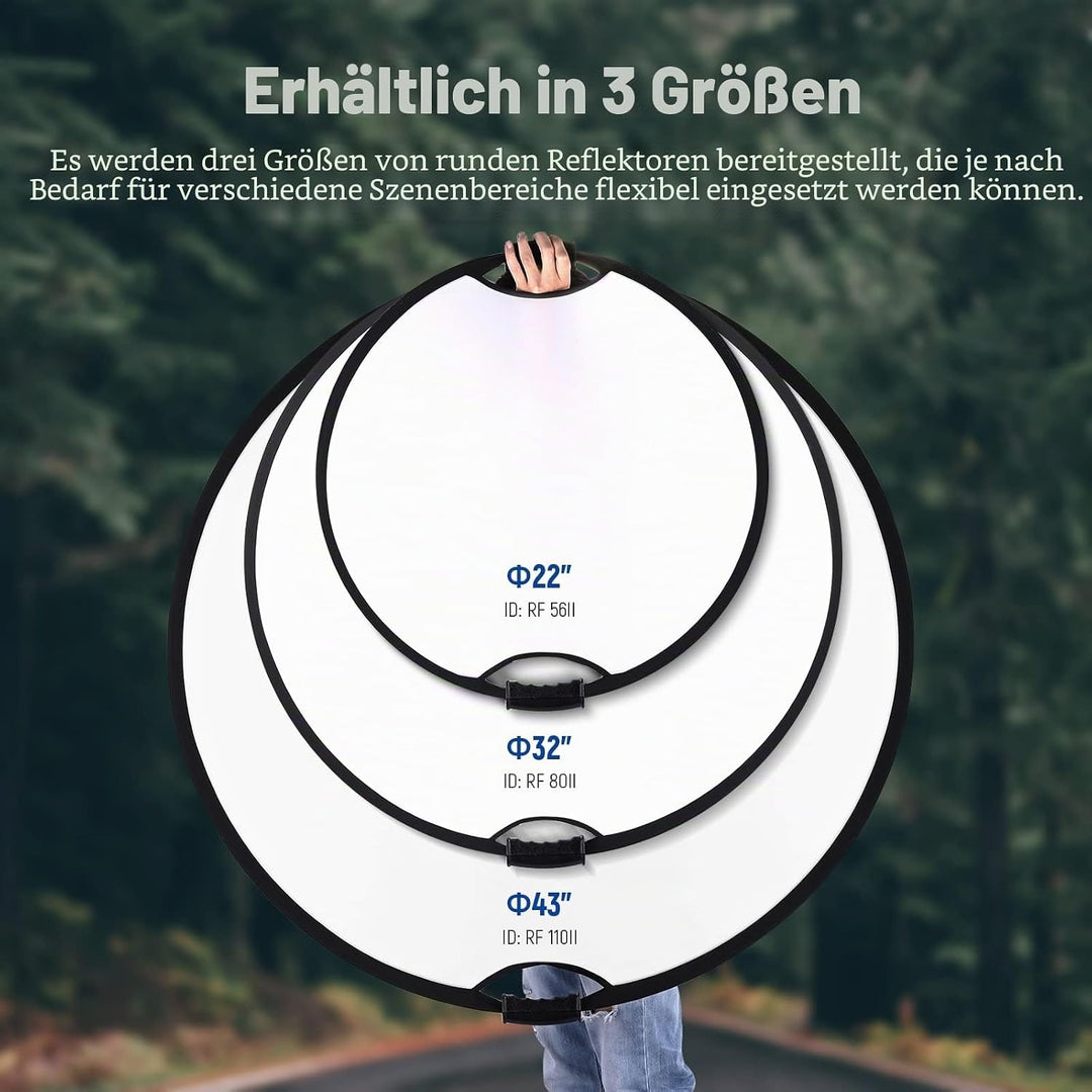 NEEWER 43"/110cm Lichtreflektor mit Handgriff mit 3/8" Gewinde, 5 in 1 Faltscheibe Lichtdiffusor Dur