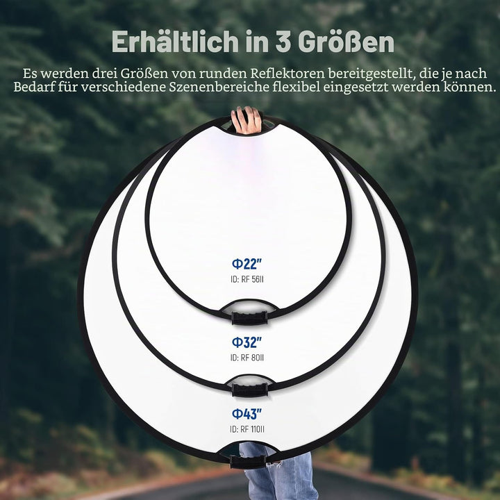 NEEWER 43"/110cm Lichtreflektor mit Handgriff mit 3/8" Gewinde, 5 in 1 Faltscheibe Lichtdiffusor Dur