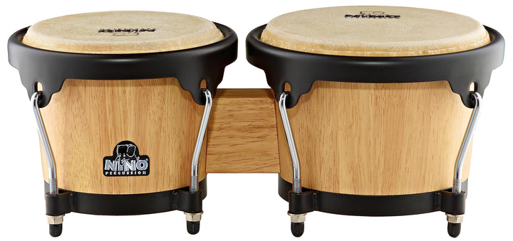 Nino Percussion NINO3NT-BK Holzbongo Kessel natur / Hardware schwarz