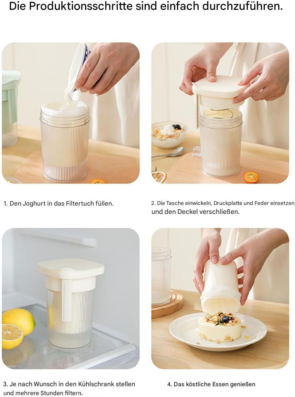 Griechischer Joghurt Sieb, Frischkäsebereiter, Joghurt Sieb Mit Deckel, Waschbar Molkeabscheider, Fü
