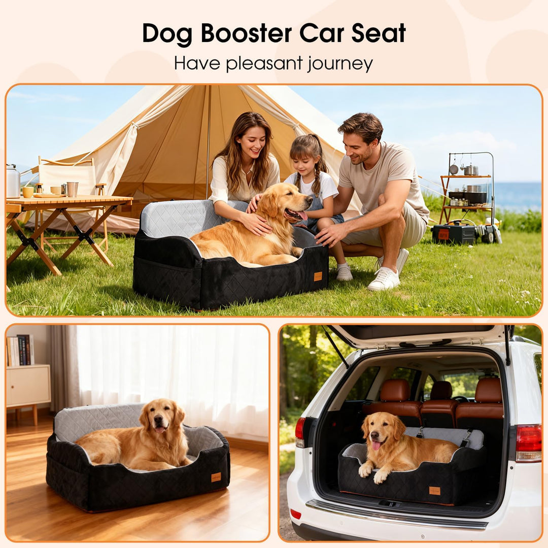 Hunde autositz für mittlerer/grosse Hunde, 2 Klipsbare Verstellbare Sicherheitsleine, Autohundebett