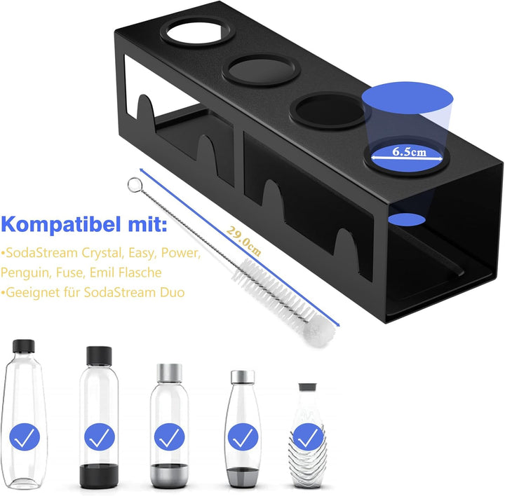 HOMMAND Flaschenhalter für SodaStream Crystal und Emil Flaschen, Edelstahl Flaschenhalter Abtropfges