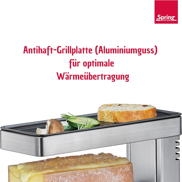 SPRING Raclette Ofen | Schweizer Raclette-Gerät | Edelstahl | stufenlos höhenverstellbar | mit antih