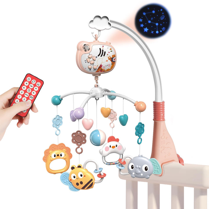 Aolso Babybett-Spielzeug, Mobile für Babybett, Baby Einschlafhilfe Musikspielzeug mit süssen Tieren,