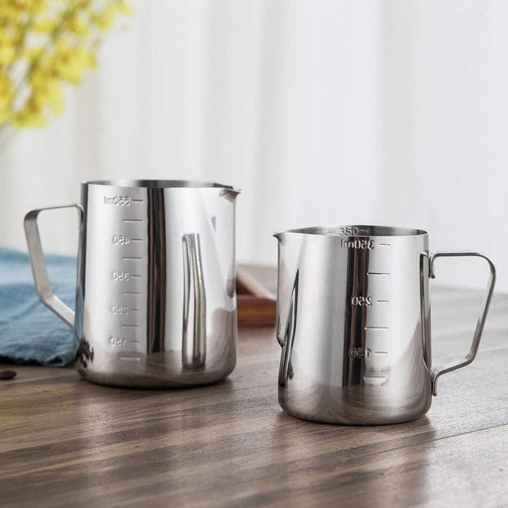 POEFT 600ML Edelstahl Milchschäumkrug überzogen, Espressomilchschaumkrug Kaffeekanne, Latte Art Cup