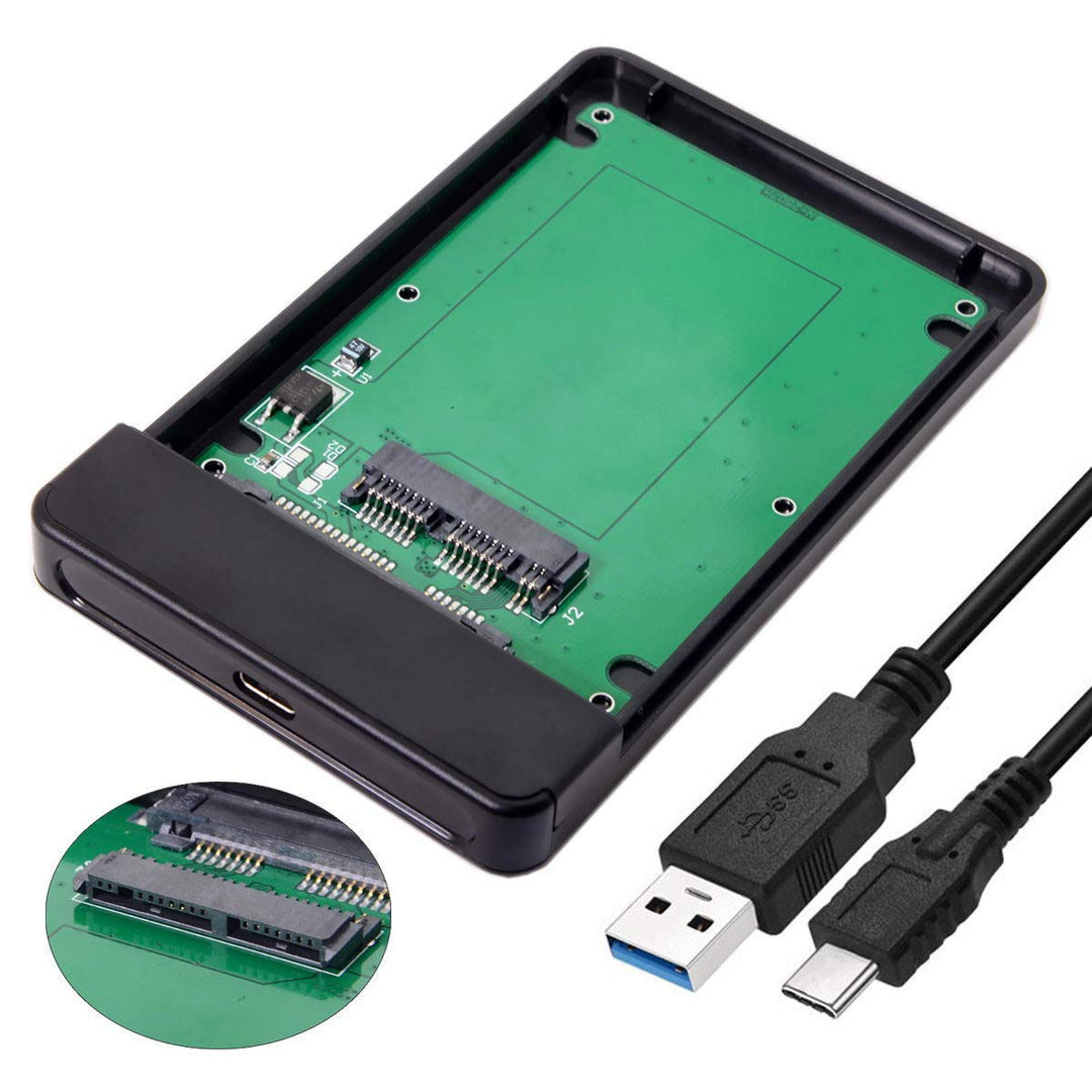 CY 1,8 Zoll Micro SATA 16pin 7 + 9 SSD zu externem Festplattengehäuse zu USB3.1 USB-C Black USB3.1 P