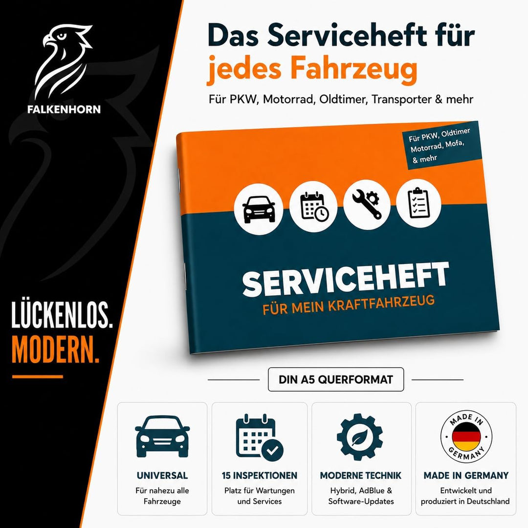 Serviceheft Auto | Universal Scheckheft, Inspektionsheft &amp; Wartungsheft für KFZ, PKW, Oldtimer, UVM,
