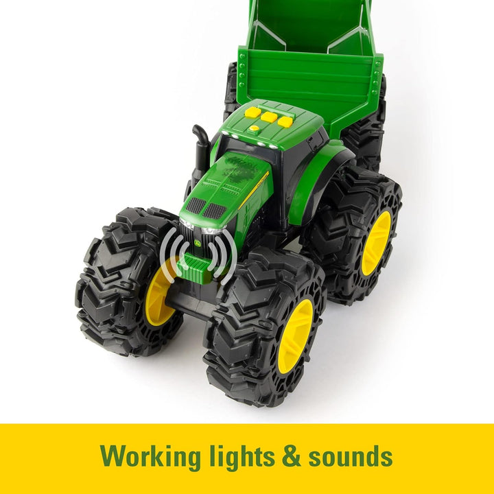 Tomy 47353 John Deere Treads Traktor Wagon, Monster Truck Spielzeug Rädern, Grünes Kinderspielzeug,