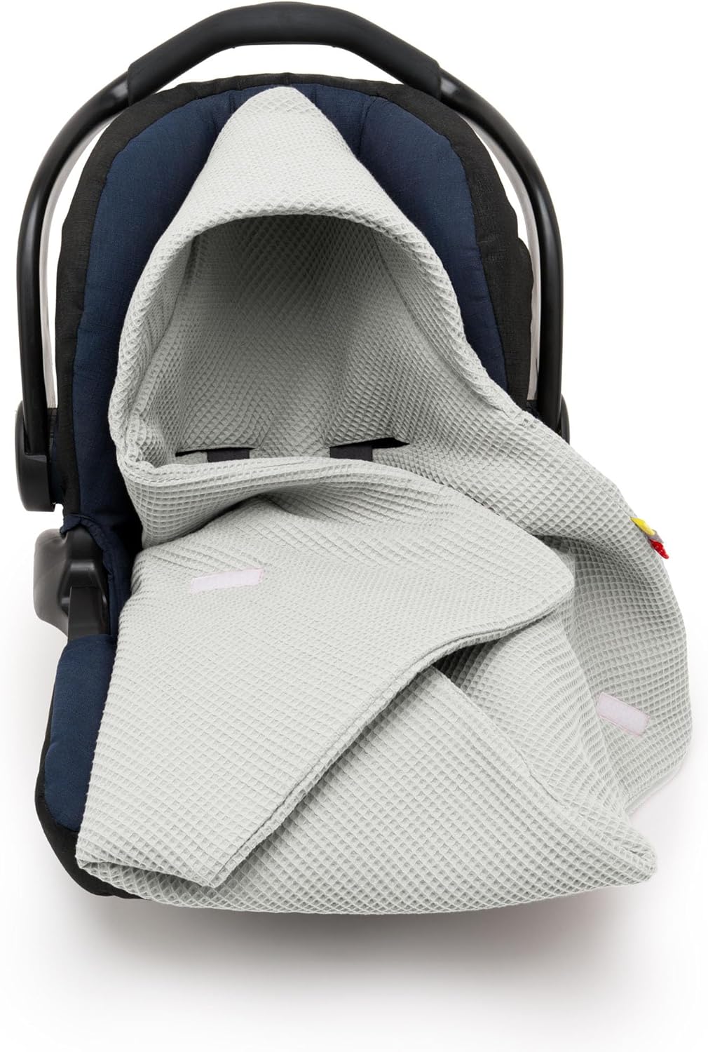 Einschlagdecke Babyschale Frühling Herbst, Reine Baumwolle ohne Polyester-Plüsch, hypoallergen, 3-Pu