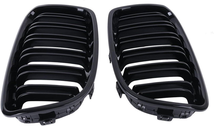Ricoy Gloss Black 2011-2014 F20 F21 1 Series Sport Kidney Twin Flns Grillrost (Packung à 2 Stück) Sc