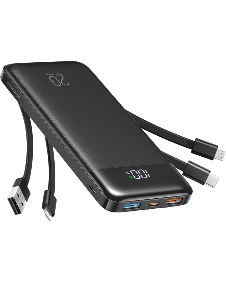 Charmast Powerbank mit integrierten Kabeln, 22,5 W 20000 mAh Powerbank Schnellladung, tragbares Lade