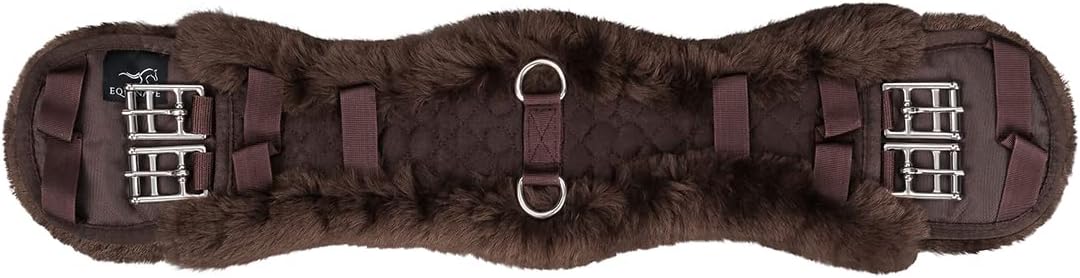 Equinate Sattelgurt Luke mit echtem Lammfell - anatomischer Kurzgurt Bauchgurt Dressurgurt 50 60 70