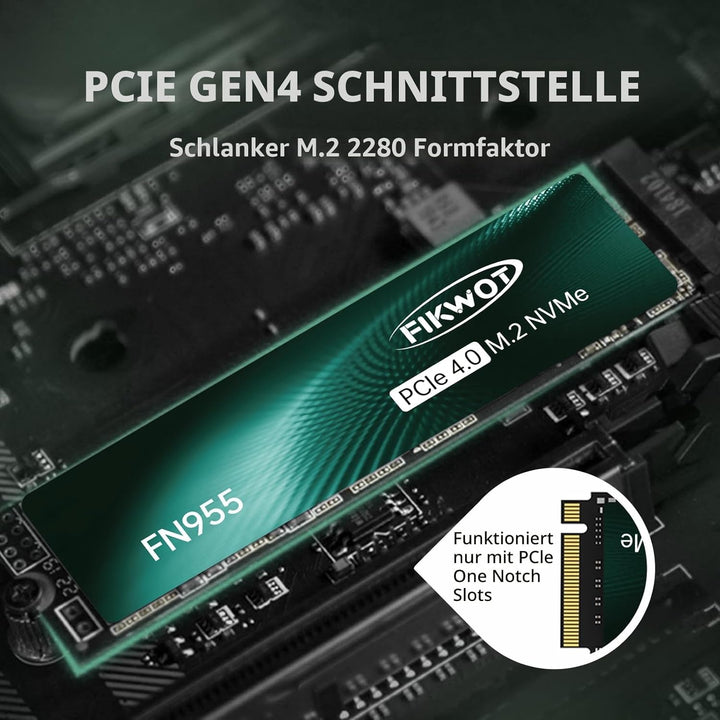 Fikwot FN955 1TB M.2 PCIe Gen4 Internes Solid State Drive mit Graphene Kühlaufkleber - Bis zu 7350 M