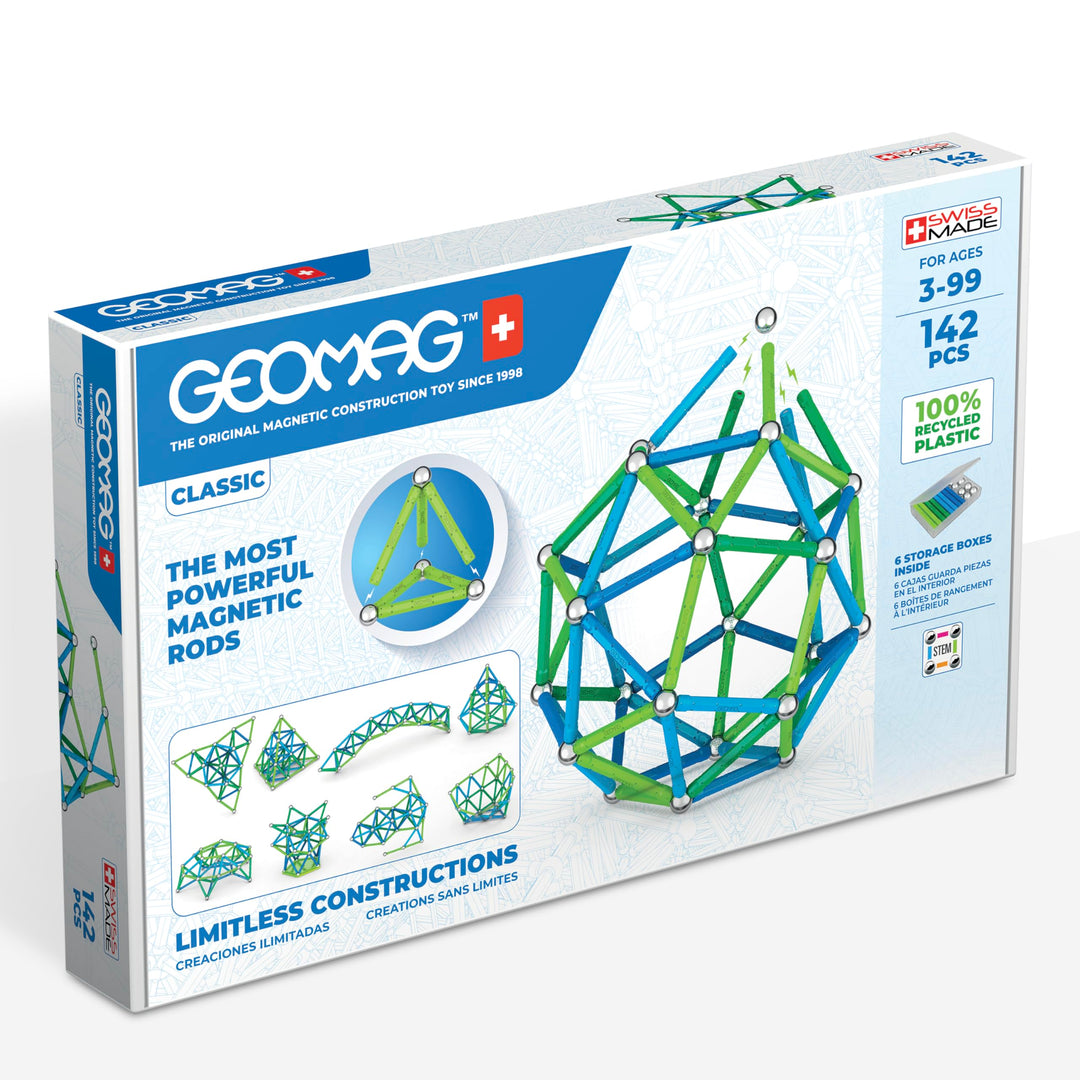 Geomag Classic - 142 Teile - Magnetisches Konstruktionsspielzeug für Kinder - Green Line - Lernspiel