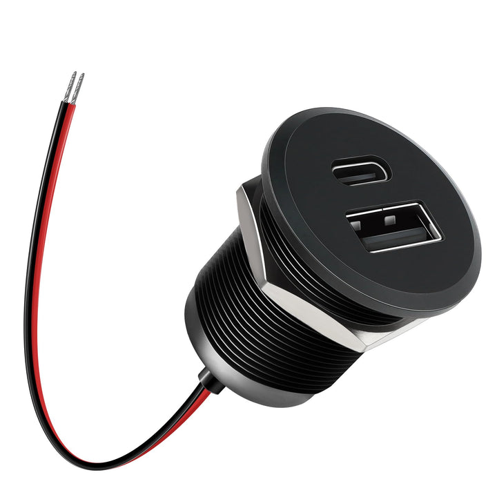 acegoo USB C Steckdose 12V Wohnmobil Ladegerät Vollaluminium, Typ C USB Anschluss PD3.0 QC3.0 KFZ Bu