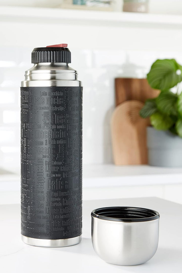 Emsa Senator Isolierflasche 515714 | Kapazität: 1,0 L | 100 Prozent dicht | Silikonmanschette | Safe