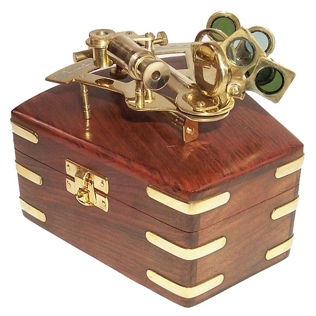 GR Maritimer Sextant aus Messing in messingbeschlagener Holzbox Nostalgie dekorativ
