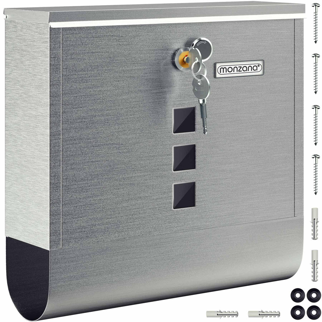 MONZANA® Briefkasten Kreuzschloss mit Kupfer-Schliesszylinder drehbare Abdeckung 31x10x34 cm Sichtfe