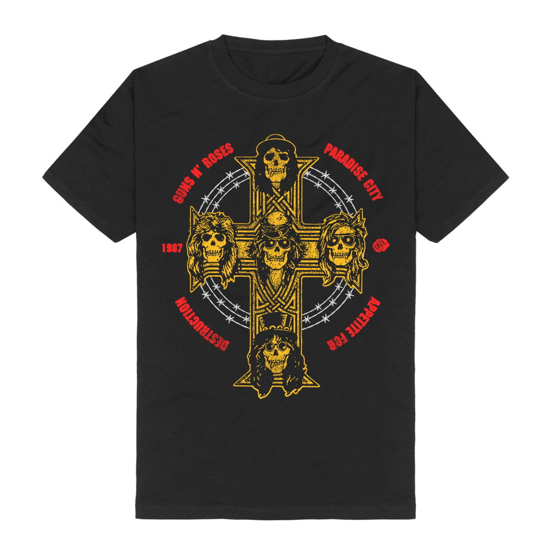 Guns n Roses Appetite for Destruction Cross T-Shirt M Schwarz, M Schwarz