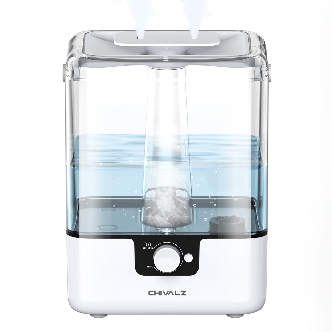 CHIVALZ Top Fill Luftbefeuchter für Grosse Räume, 6L mit Nachtlicht, 360°Drehbare Düse Humidifier, 2