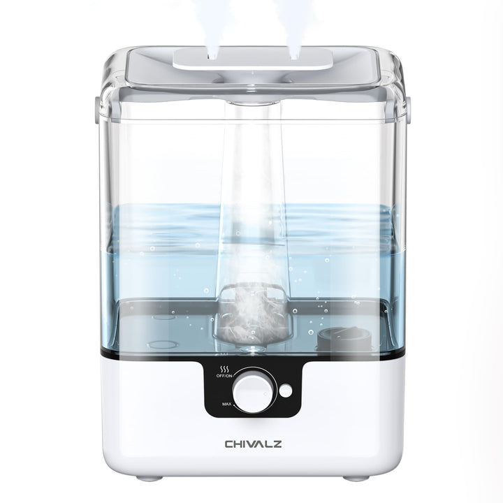 CHIVALZ Top Fill Luftbefeuchter für Grosse Räume, 6L mit Nachtlicht, 360°Drehbare Düse Humidifier, 2