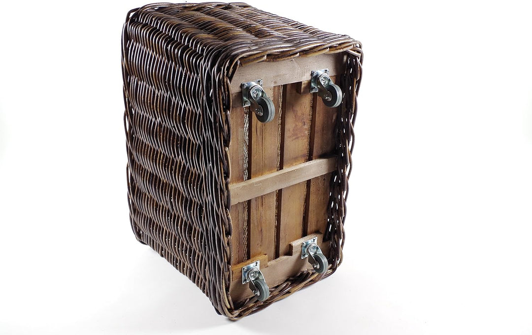 Kobolo Holzkorb für Kaminholz Kaminholzwagen mit Rollen- aus Rattan mit Jutefutter