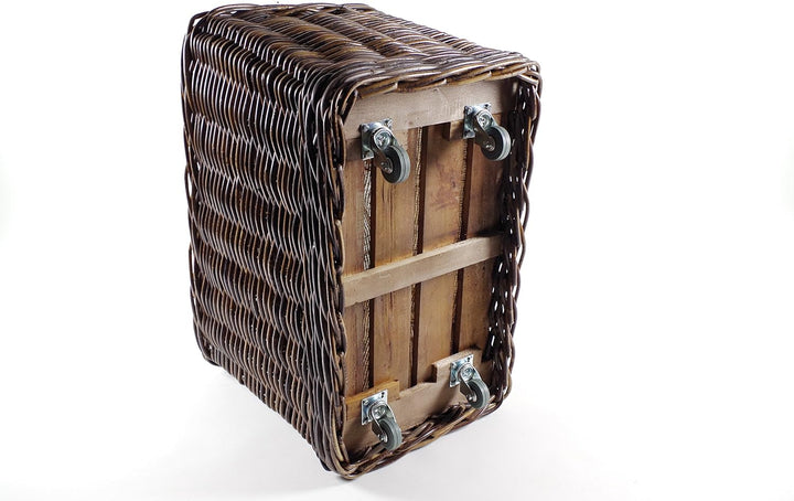 Kobolo Holzkorb für Kaminholz Kaminholzwagen mit Rollen- aus Rattan mit Jutefutter