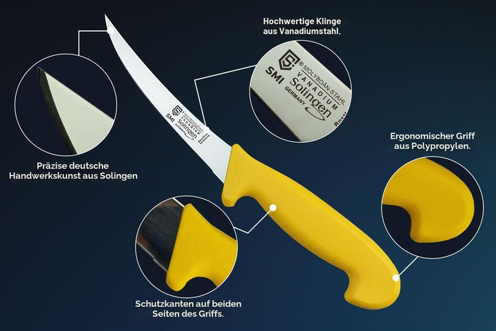 SMI - 3 Stück Metzgermesser Solingen Fleischmesser Ausbeinmesser