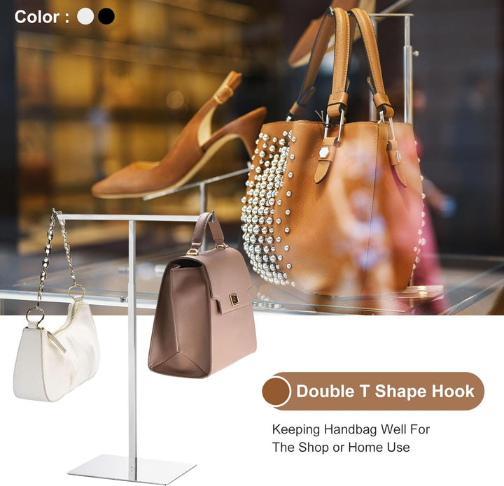 sourcing map Geldbeutel Anzeige Stand T Geformt Metall Einstellbar Handtasche Rack Doppelt Haken Hal